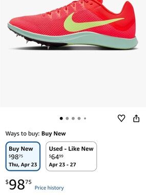 Nike Racing Spike in Bright Red with Lime Swoosh
